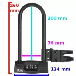 Antivol U à Code Avec Support Vélo M-Wave -Promos REMORQUES VÉLO Magasin antivol u a code avec support velo m wave full 3