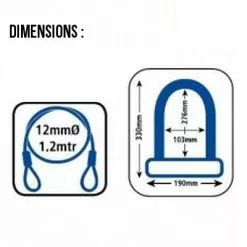 Antivol Vélo Combiné U Et Cable à Clefs - Oxford -Promos REMORQUES VÉLO Magasin antivol velo combine u et cable a clefs oxford full 3
