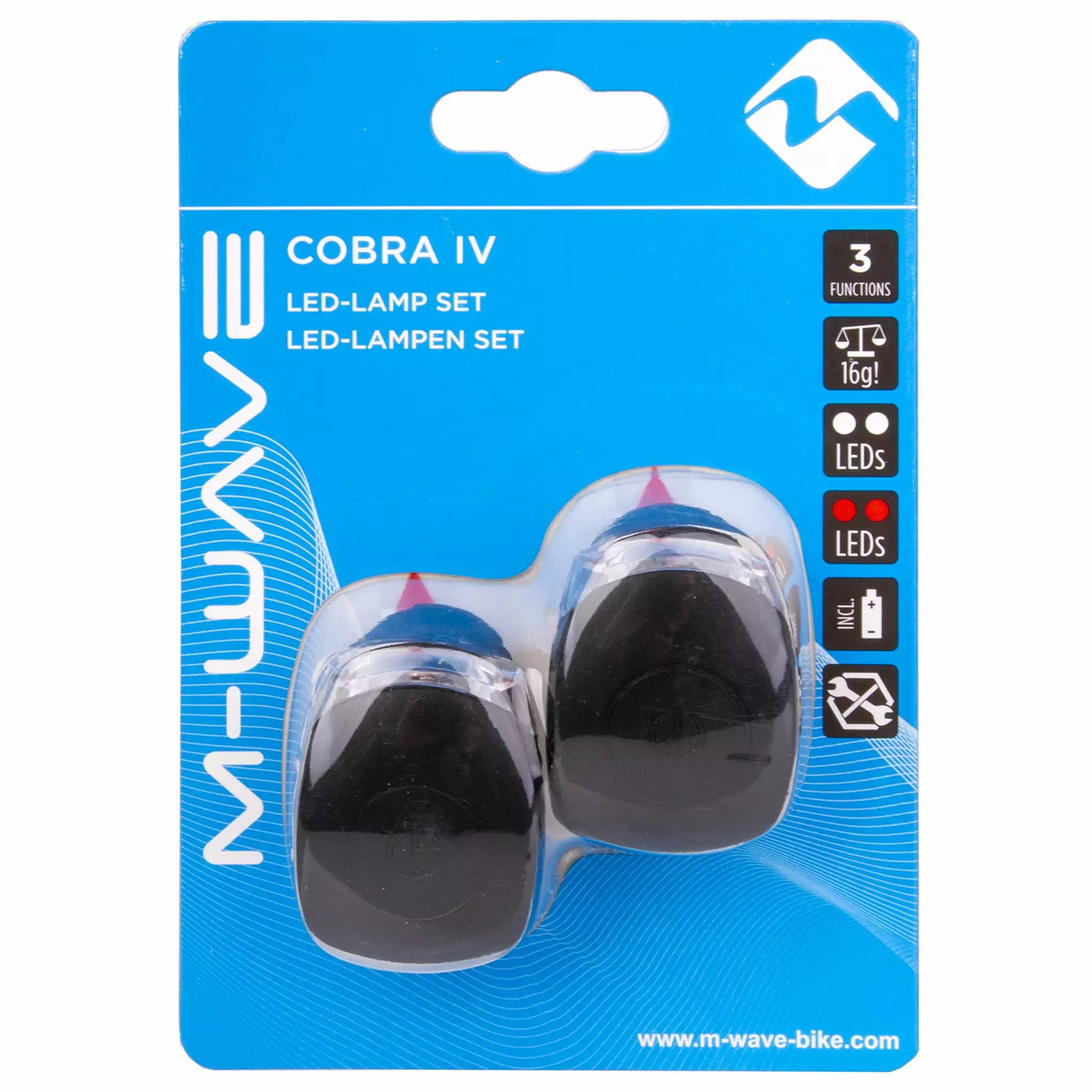 Set éclairages Vélo à Piles Avant Arrière Cobra IV M-Wave 4 Set éclairages Vélo à Piles Avant Arrière Cobra IV M-Wave – Image 2