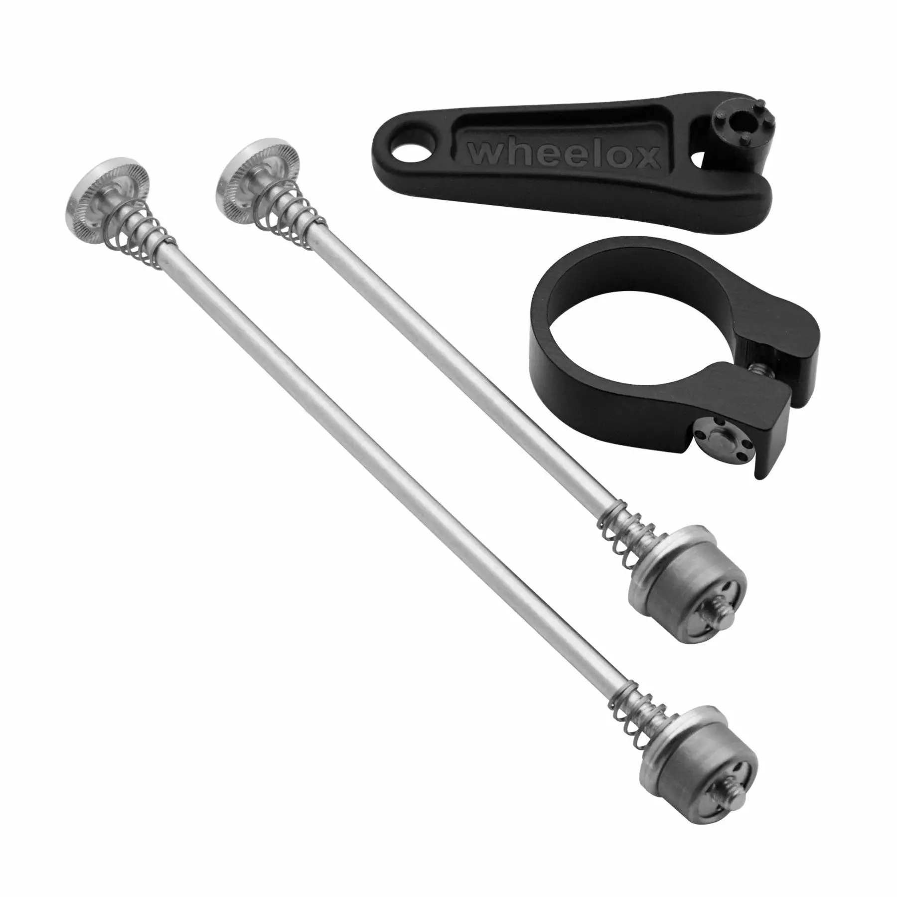 Kit Antivols Axes De Roues Vélo Et Collier De Selle 31,8 Mm Wheelox 3 Kit Antivols Axes De Roues Vélo Et Collier De Selle 31,8 Mm Wheelox